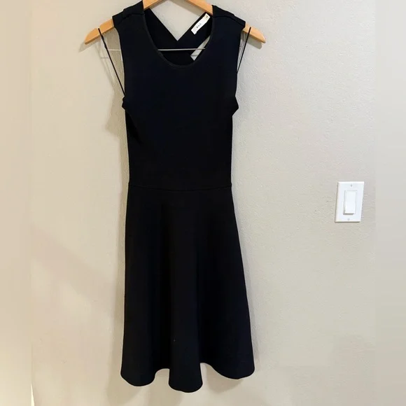 A.L.C. Black Knit Fit & Flare Dress with Crisscross Back - XS - Picture 2 of 5